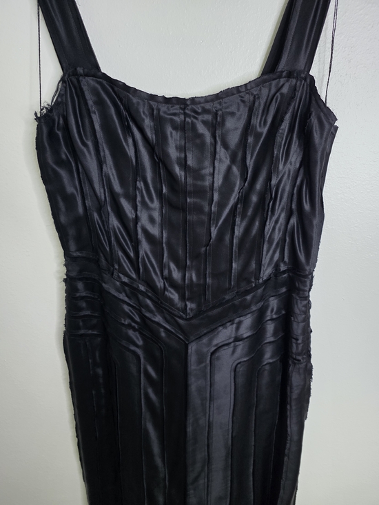 Archival Calvin Klein Collection | 100% Silk Raw-Edge Panel Midi Dress | Size 6 - Picture 5 of 11